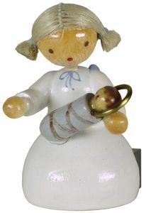 Flade Engel sitzend mit Jesuskind (Flade 6108) Erzgebirgische Volkskunst: Engel / sitzend mit Jesuskind